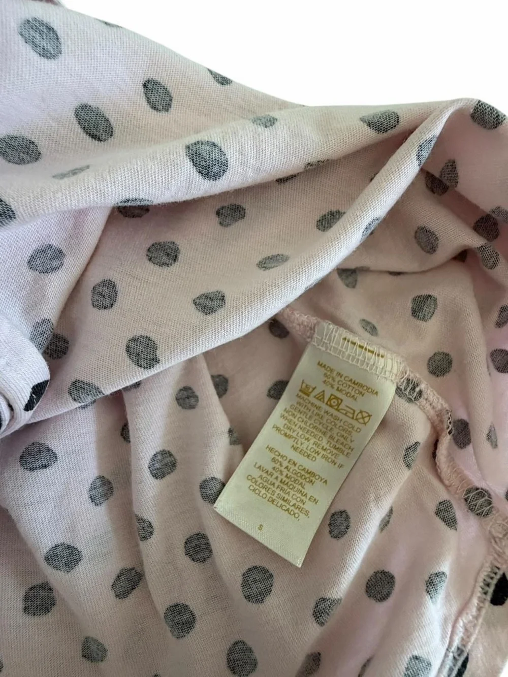 Kate Spade New York Pink Black Polka Dot Pajama Sleep Shirt Size S